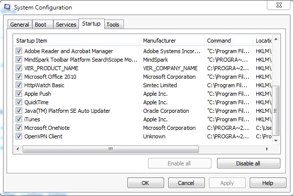 SysConfig Startup