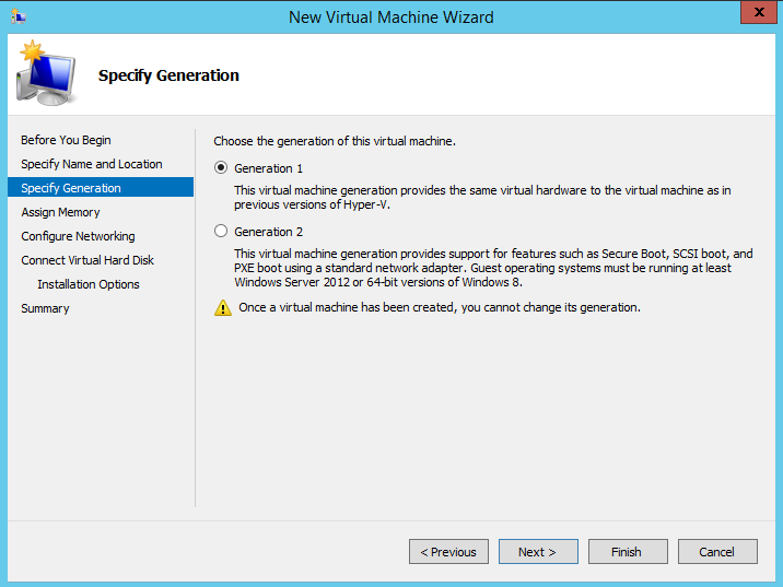 Virtual Machine - Specify Generation