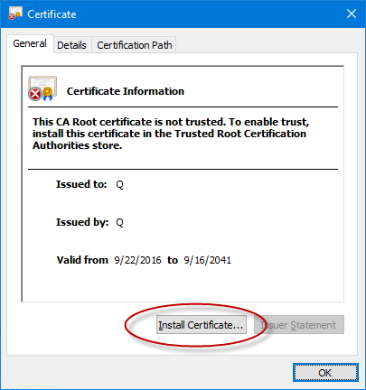 Internet explorer certificate details dialog