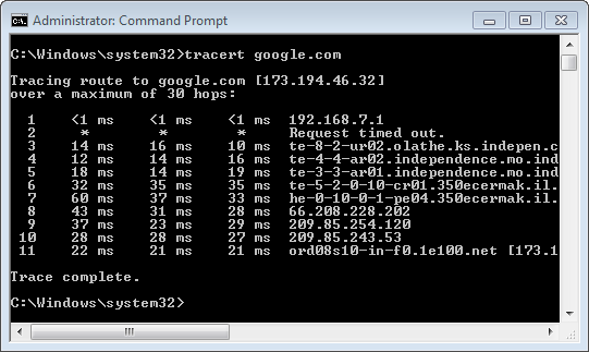 Windows Tracert (Trace Route)