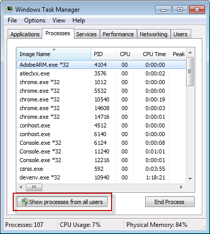 task manager processes