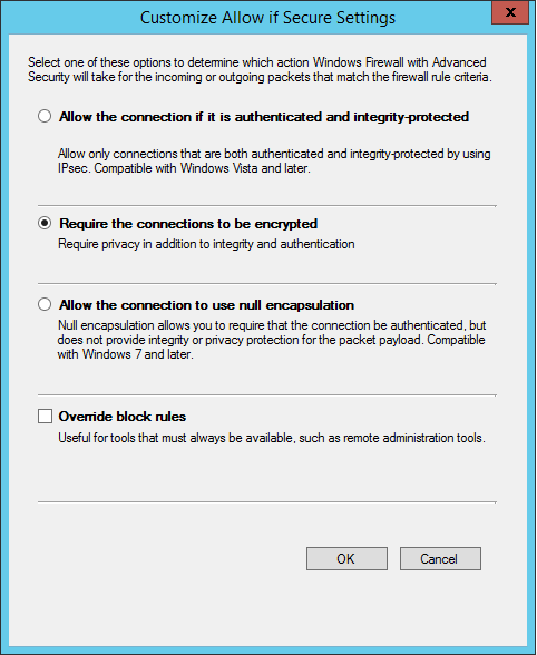 Customize Allow if Secure Settings