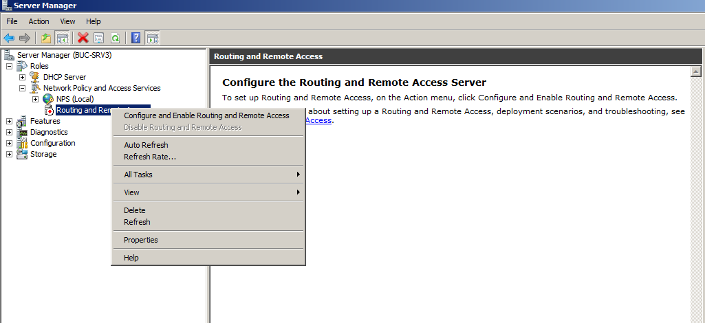 Server Manager Routing Remote Access