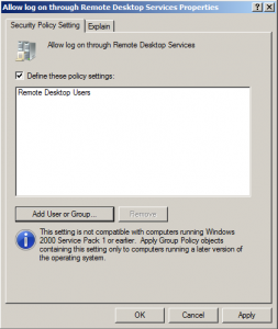 Allow Log On Through RDP