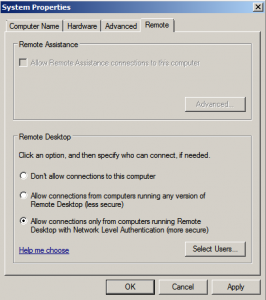 Allow RDP from Computers Using Network Level Authentication