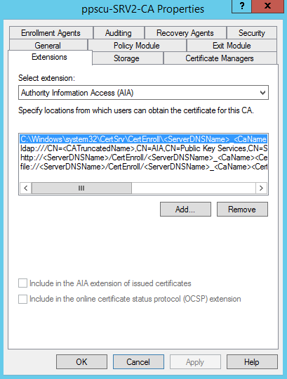 CA Properties - Extensions - Authority Information Access