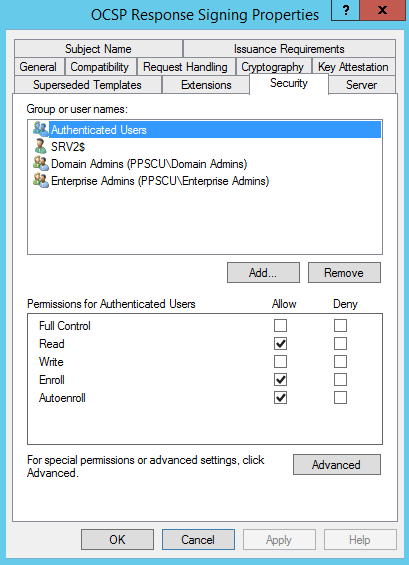 OCSP Security Permissions