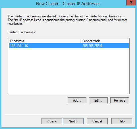 NLB Cluster IP Addresses