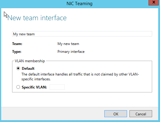 VLAN Network Team Configuration