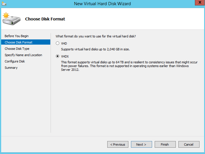 Create VHDX with Hyper-V Interface