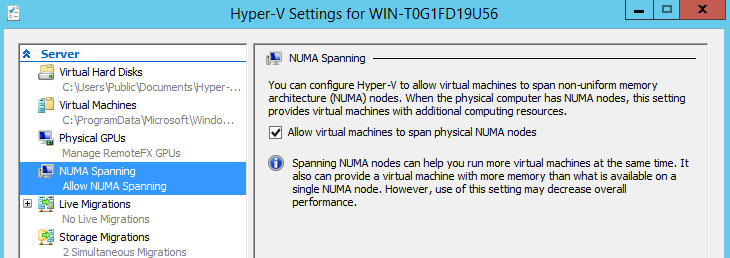 Hyper-V Settings Spanning
