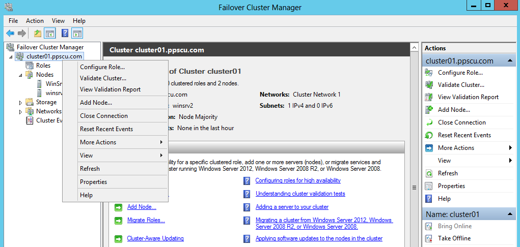 failover cluster manager