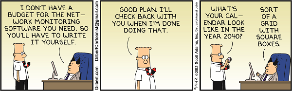 Dilbert's take on network monitoring software complexity