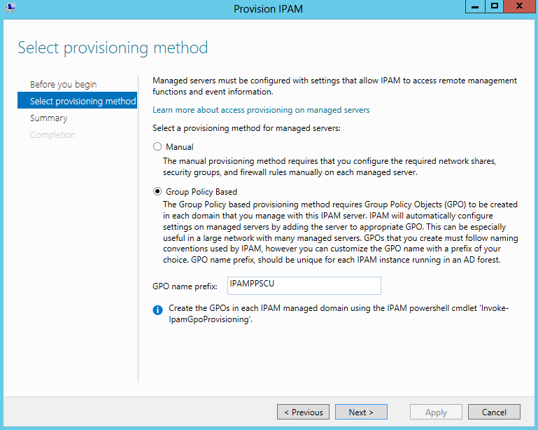 ipam provisioning methods