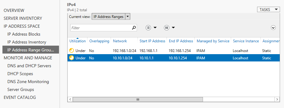 Configuring IPAM IP address spaces