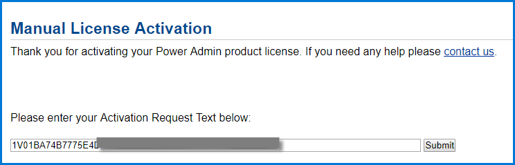 Enter Activation Request Text