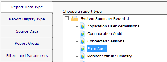 Error Audit Report Menu