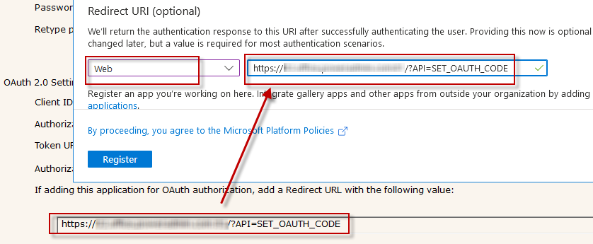 Azure Application Registration Redirect URL