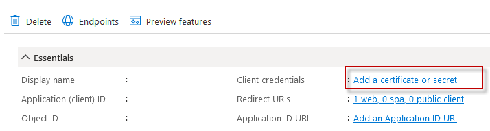 Azure Application Registration - Go to Client Secret