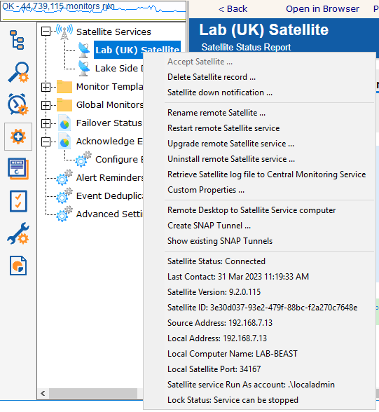 Satellite Operations Menu