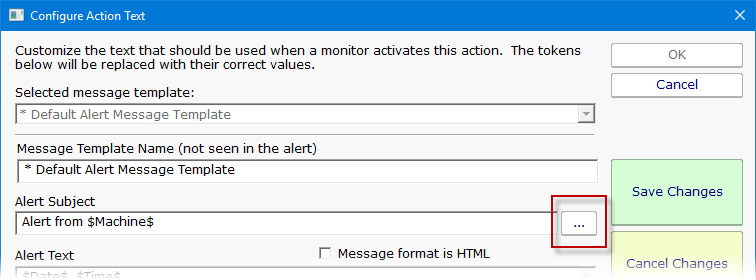 Config Action Text