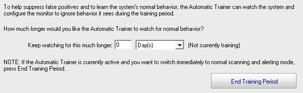 the Automatic Trainer can watch the system and configure the monitor to ignore it sees during the training period.