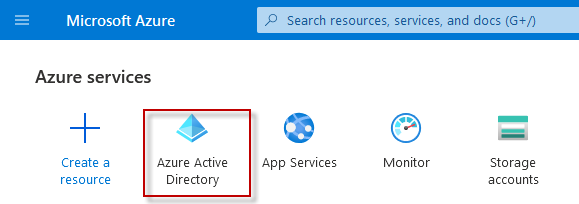 Active Directory in Azure menu bar