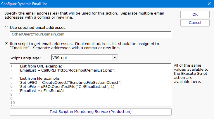 E-mail Action Config EmailList