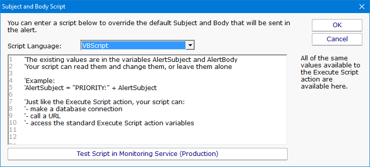 Config Message Subject or Body