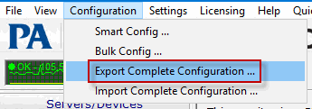 Config Export All