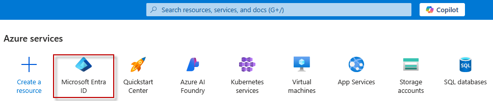 Entra in Azure menu bar