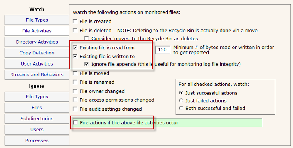 Alert on file reads and writes