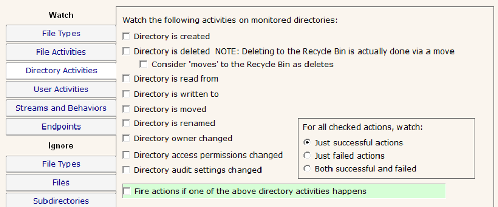 Do not alert on directory activities