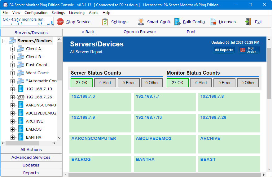 Free Ping Monitoring Console