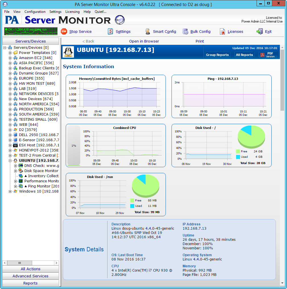 Linux server monitoring