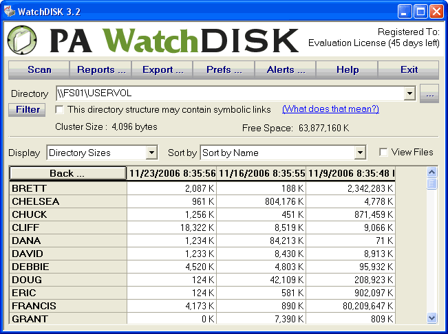 Download PA WatchDISK Disk Space Tracker